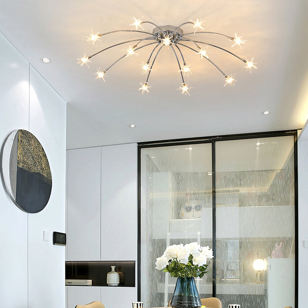 Plafonnier LED semi-encastré en métal et verre, 60-115 cm de diamètre, pour chambre, salon, salle à manger, luminaire intérieur moderne, 45W intégré