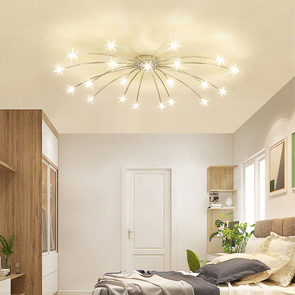 Semi-Flush LED Overhead Light Metal Glass 24-45 inch Diameter Adjustable Brightness Dining Room Living Room Bedroom Contemporary Home Ceilin