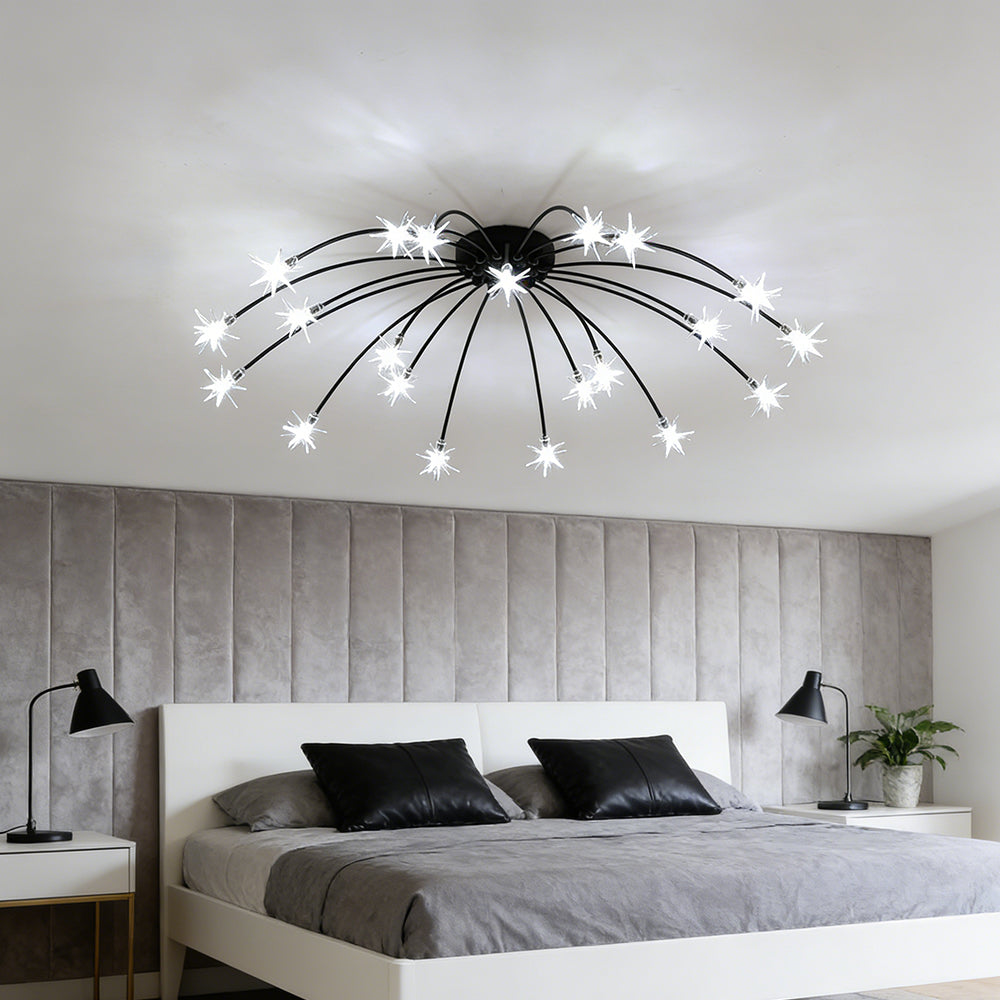 Plafonnier LED semi-encastré en métal et verre, 60-115 cm de diamètre, pour chambre, salon, salle à manger, luminaire intérieur moderne, 45W intégré