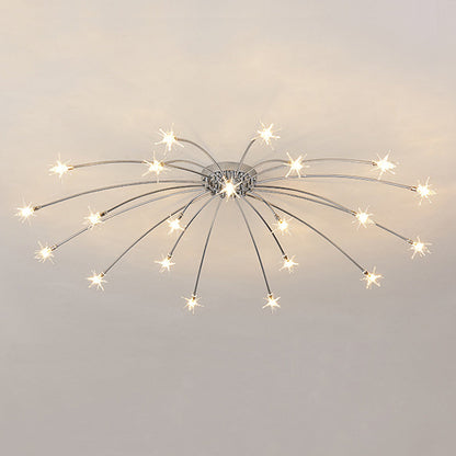 Semi-Flush LED Overhead Light Metal Glass 24-45 inch Diameter Adjustable Brightness Dining Room Living Room Bedroom Contemporary Home Ceilin