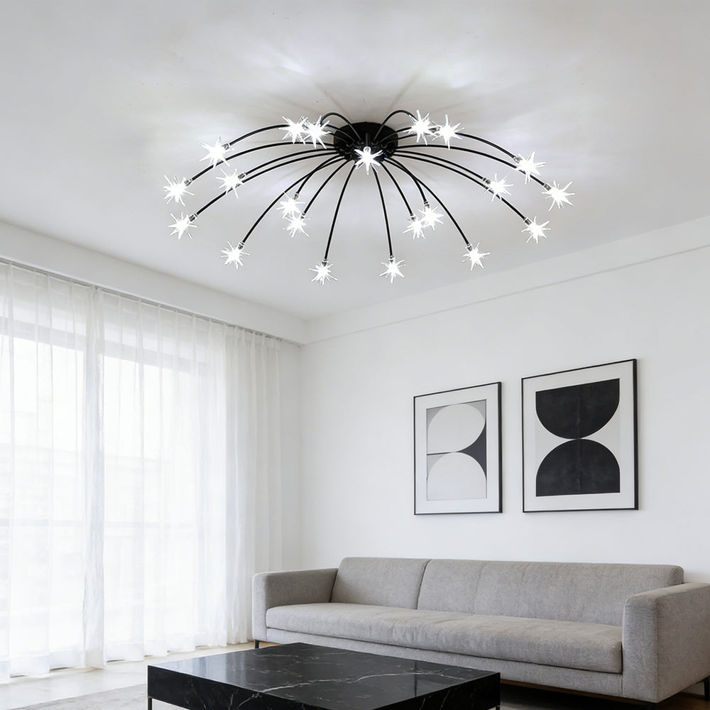 Plafonnier LED semi-encastré en métal et verre, 60-115 cm de diamètre, pour chambre, salon, salle à manger, luminaire intérieur moderne, 45W intégré