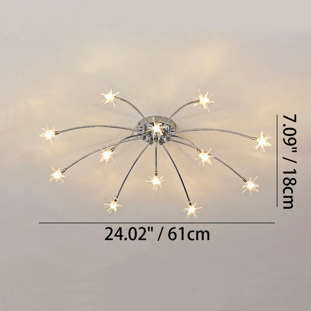 Semi-Flush LED Overhead Light Metal Glass 24-45 inch Diameter Adjustable Brightness Dining Room Living Room Bedroom Contemporary Home Ceilin