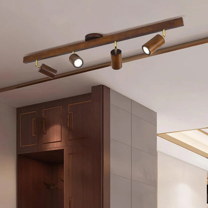 Adjustable LED Track Light Wood & Metal 39 in for Kitchen Dining Room Living Room Bedroom Modern Directional Ceiling Fixture