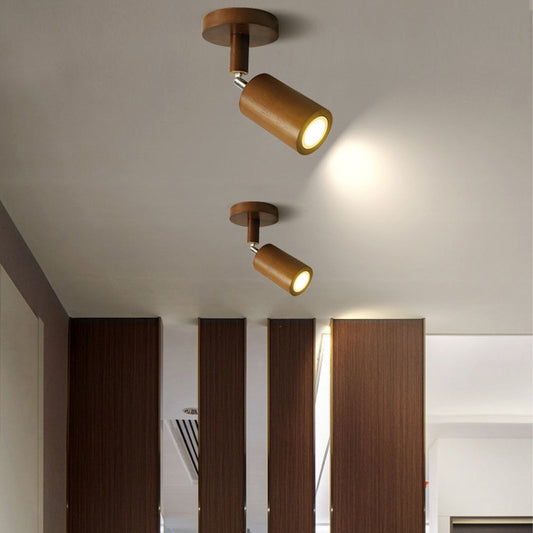 Luminaire sur rail LED en bois, finition naturelle, spots orientables, montage au plafond ou mural, rail lumineux de 18 à 120 cm, barre de projecteurs linéaire moderne pour salle à manger