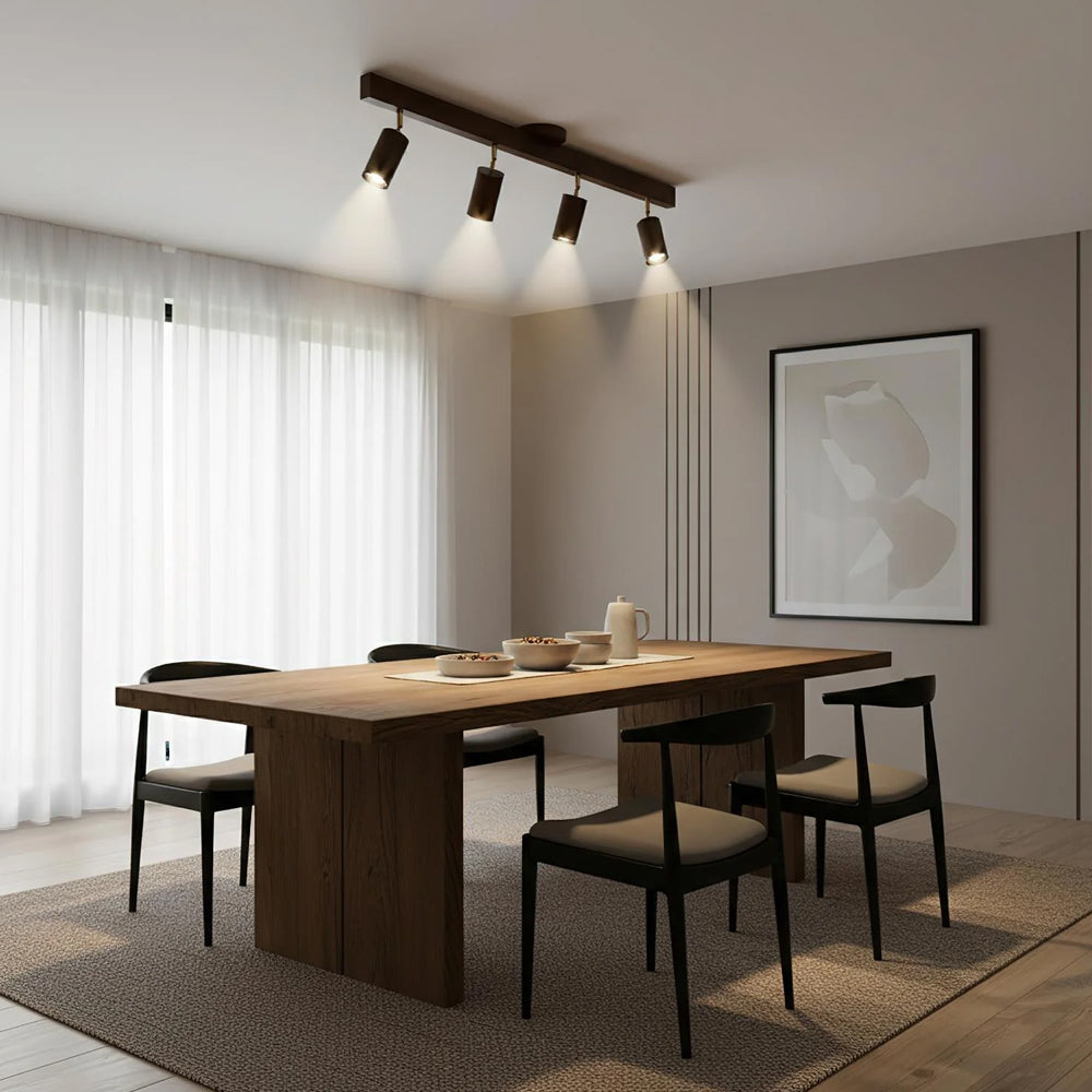 Adjustable LED Track Light Wood & Metal 39 in for Kitchen Dining Room Living Room Bedroom Modern Directional Ceiling Fixture