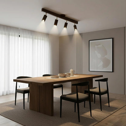 Wooden LED Track Lighting Fixture Natural Finish Adjustable Spots Ceiling Wall Mount Rail Light 7 to 47 Inch Modern Linear Spotlight Bar Din