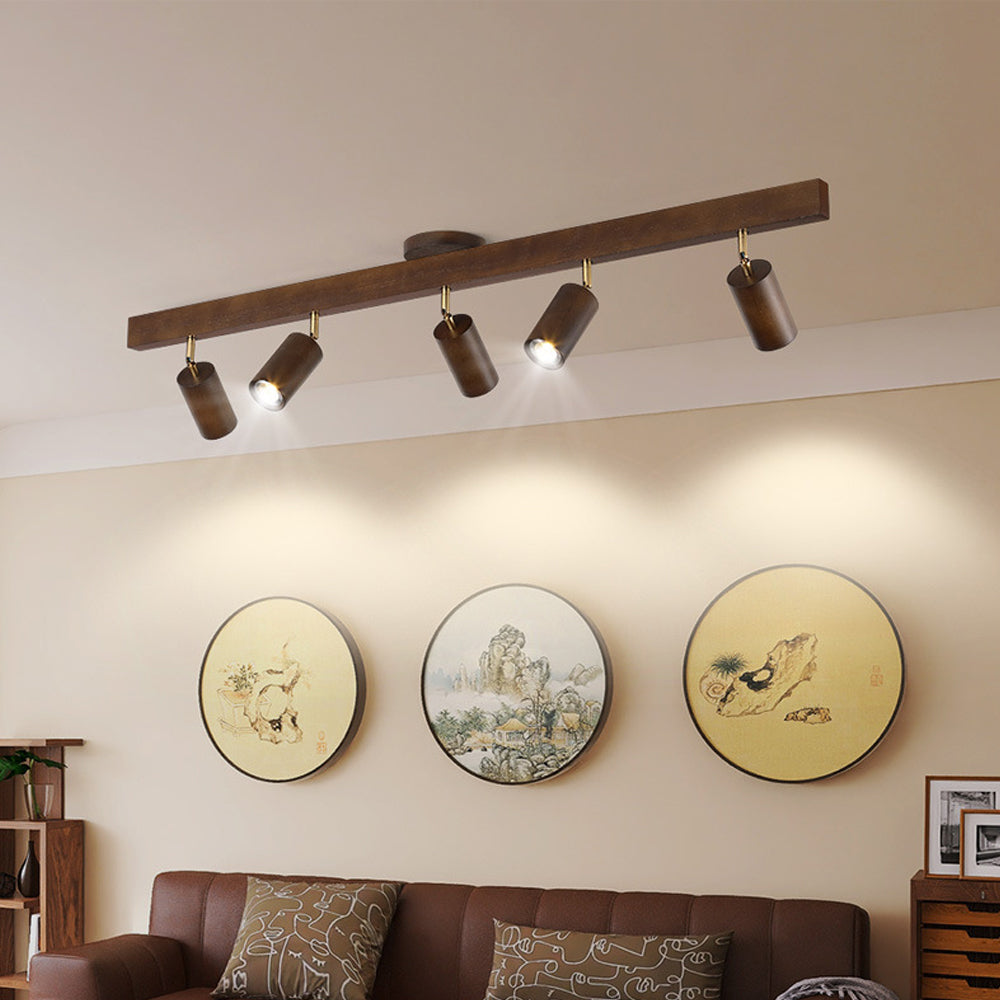 Adjustable LED Track Light Wood & Metal 39 in for Kitchen Dining Room Living Room Bedroom Modern Directional Ceiling Fixture