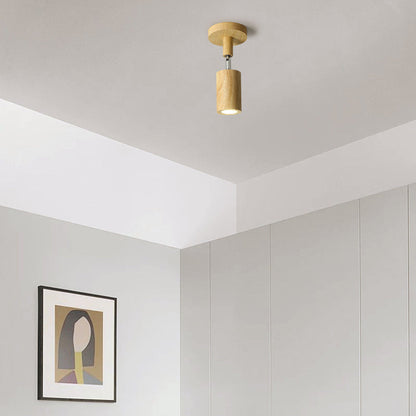 Wooden LED Track Lighting Fixture Natural Finish Adjustable Spots Ceiling Wall Mount Rail Light 7 to 47 Inch Modern Linear Spotlight Bar Din