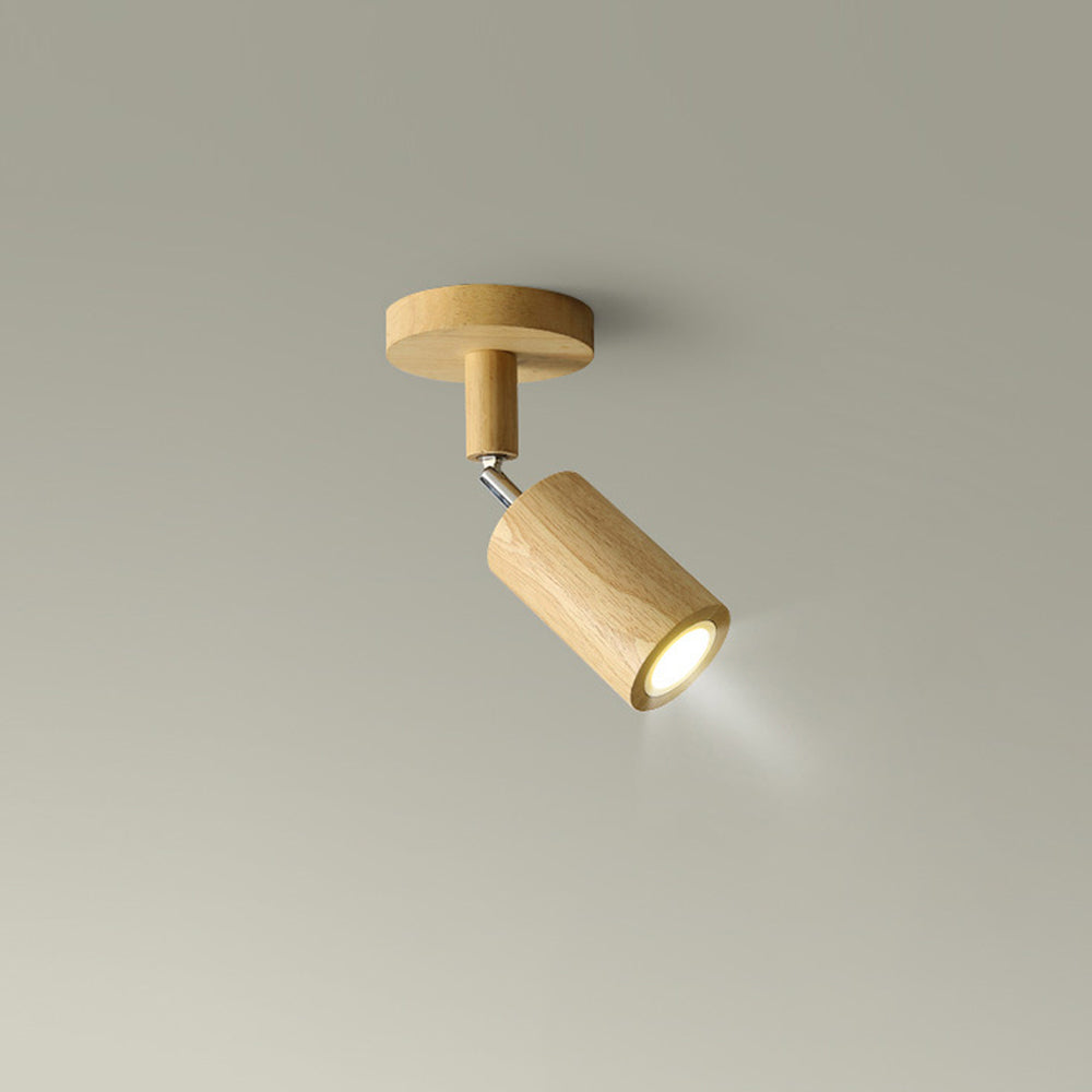 Wooden LED Track Lighting Fixture Natural Finish Adjustable Spots Ceiling Wall Mount Rail Light 7 to 47 Inch Modern Linear Spotlight Bar Din