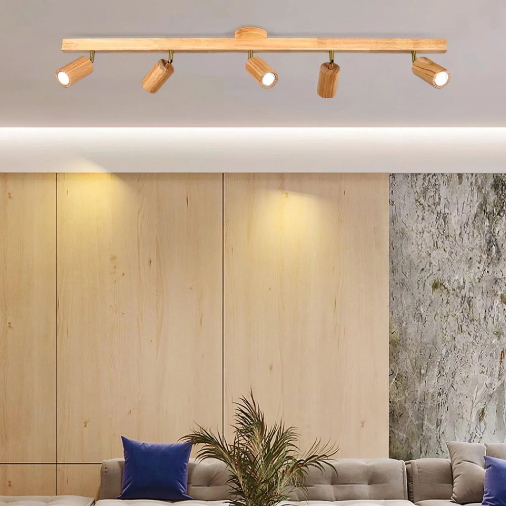 Adjustable LED Track Light Wood & Metal 39 in for Kitchen Dining Room Living Room Bedroom Modern Directional Ceiling Fixture