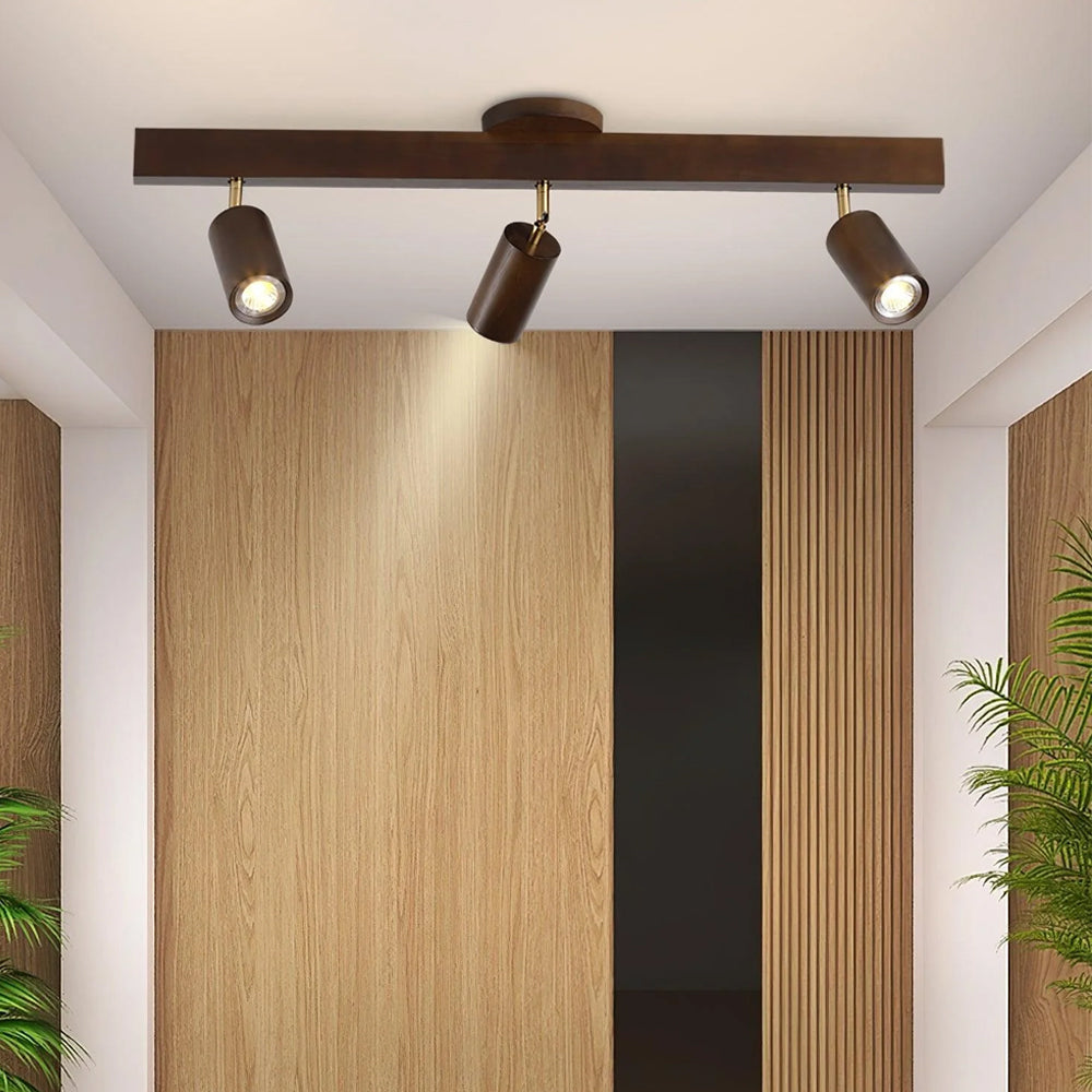 Adjustable LED Track Light Wood & Metal 39 in for Kitchen Dining Room Living Room Bedroom Modern Directional Ceiling Fixture