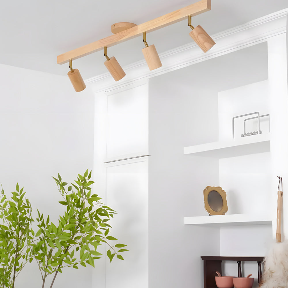 Adjustable LED Track Light Wood & Metal 39 in for Kitchen Dining Room Living Room Bedroom Modern Directional Ceiling Fixture