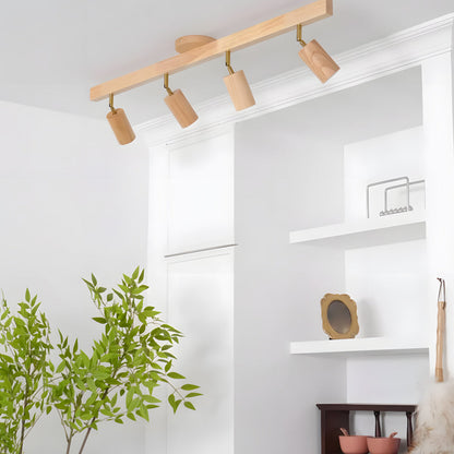 Adjustable LED Track Light Wood & Metal 39 in for Kitchen Dining Room Living Room Bedroom Modern Directional Ceiling Fixture