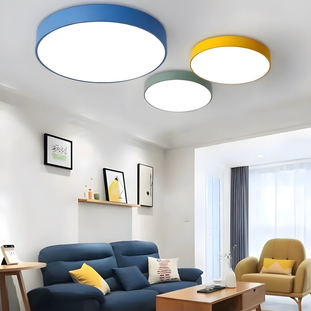 Plafonnier LED rond à montage encastré, panneau en acrylique au design extra-plat, idéal pour chambre, salon, cuisine et couloir, options d'éclairage intensité variable, luminaire moderne pour la maison