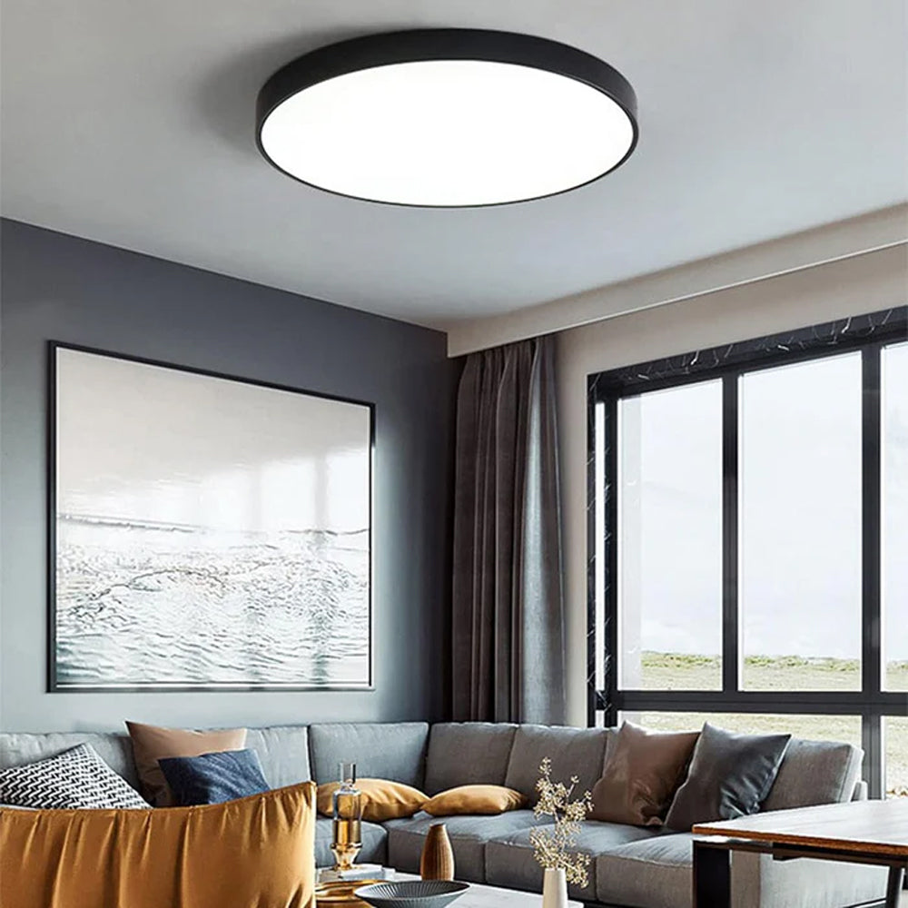 Plafonnier LED extra-plat 16 pouces rond en acrylique pour chambre, salon, cuisine, design contemporain ultra-fin, économie d'énergie