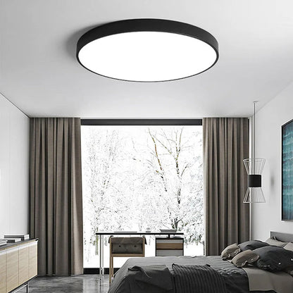 Plafonnier LED rond à montage encastré, panneau en acrylique au design extra-plat, idéal pour chambre, salon, cuisine et couloir, options d'éclairage intensité variable, luminaire moderne pour la maison