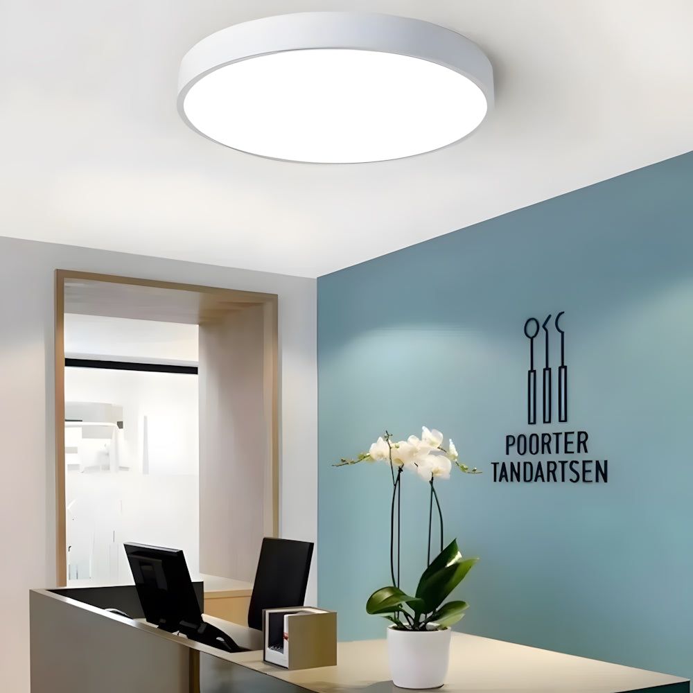Plafonnier LED rond à montage encastré, panneau en acrylique au design extra-plat, idéal pour chambre, salon, cuisine et couloir, options d'éclairage intensité variable, luminaire moderne pour la maison