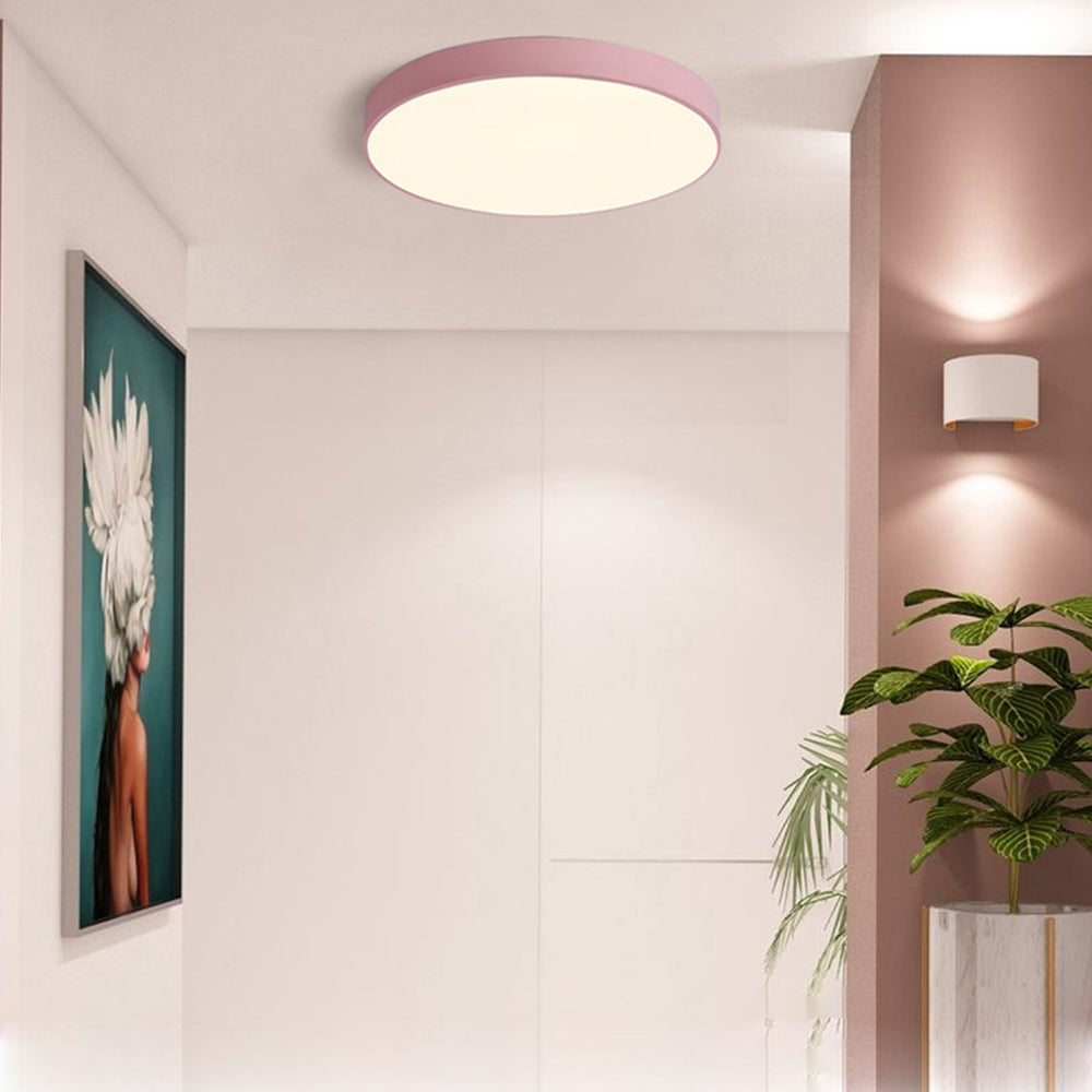 Plafonnier LED rond à montage encastré, panneau en acrylique au design extra-plat, idéal pour chambre, salon, cuisine et couloir, options d'éclairage intensité variable, luminaire moderne pour la maison