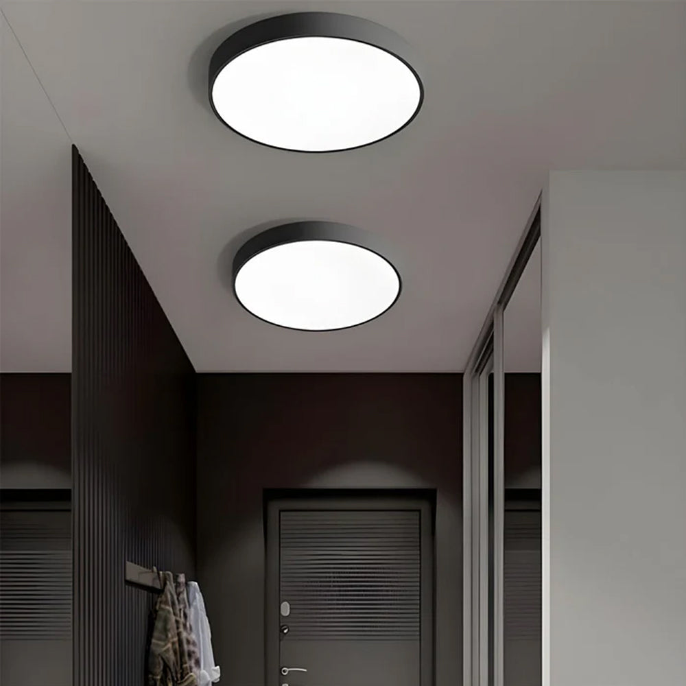 Plafonnier LED rond à montage encastré, panneau en acrylique au design extra-plat, idéal pour chambre, salon, cuisine et couloir, options d'éclairage intensité variable, luminaire moderne pour la maison