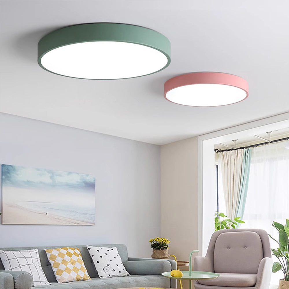 Plafonnier LED rond à montage encastré, panneau en acrylique au design extra-plat, idéal pour chambre, salon, cuisine et couloir, options d'éclairage intensité variable, luminaire moderne pour la maison