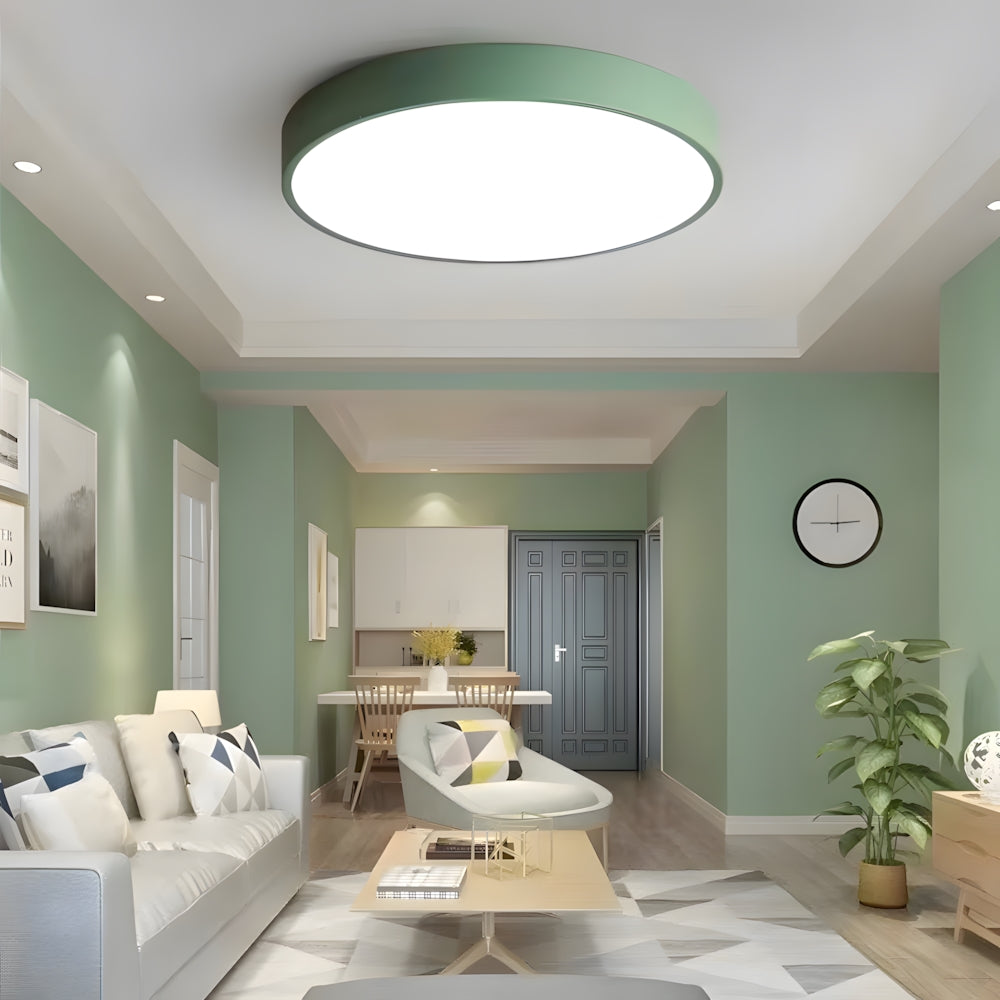 Plafonnier LED rond à montage encastré, panneau en acrylique au design extra-plat, idéal pour chambre, salon, cuisine et couloir, options d'éclairage intensité variable, luminaire moderne pour la maison