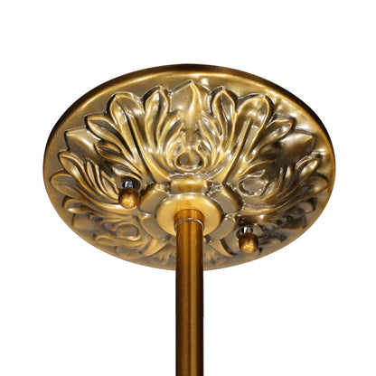 Ribbed Glass Globe Hanging Fixture with Warm Amber Tone & Antique Brass Hardware for Dining Room Kitchen Entry