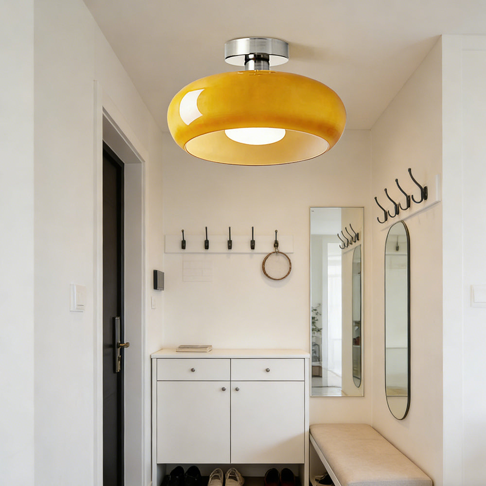 Amber Glass Dome Hanging Light 11 Inch for Kitchen Island Vintage Brass Fixture Dimmable E27 Dining Room Bedroom Overhead Adjustable Height