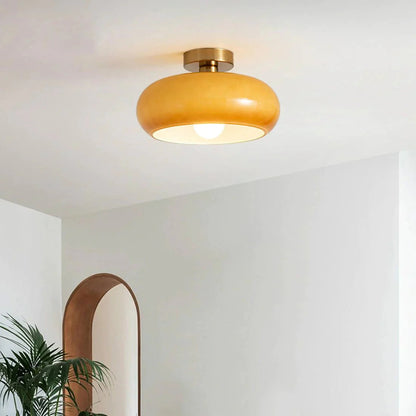 Amber Glass Dome Hanging Light 11 Inch for Kitchen Island Vintage Brass Fixture Dimmable E27 Dining Room Bedroom Overhead Adjustable Height