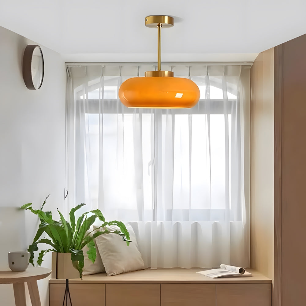 Hanging Dome Fixture 11-Inch Tinted Glass Hardwired Ceiling Drop Light for Kitchens Over Islands Bedrooms Breakfast Nooks Industrial Farmhou