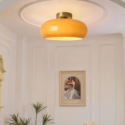 Amber Glass Dome Hanging Light 11 Inch for Kitchen Island Vintage Brass Fixture Dimmable E27 Dining Room Bedroom Overhead Adjustable Height
