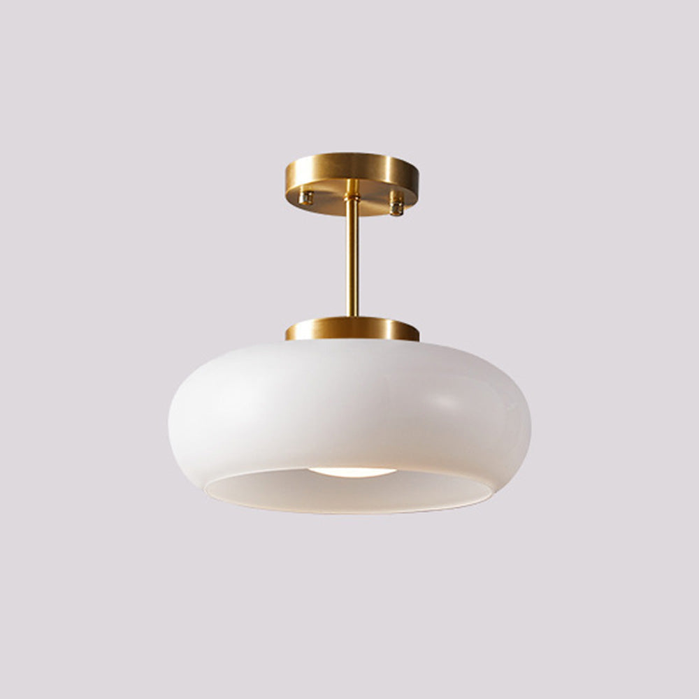Amber Glass Globe Ceiling Light 11 Inch Dome Shade for Kitchen Island Dining Table Bedroom Brass Iron Fixture E27 Socket