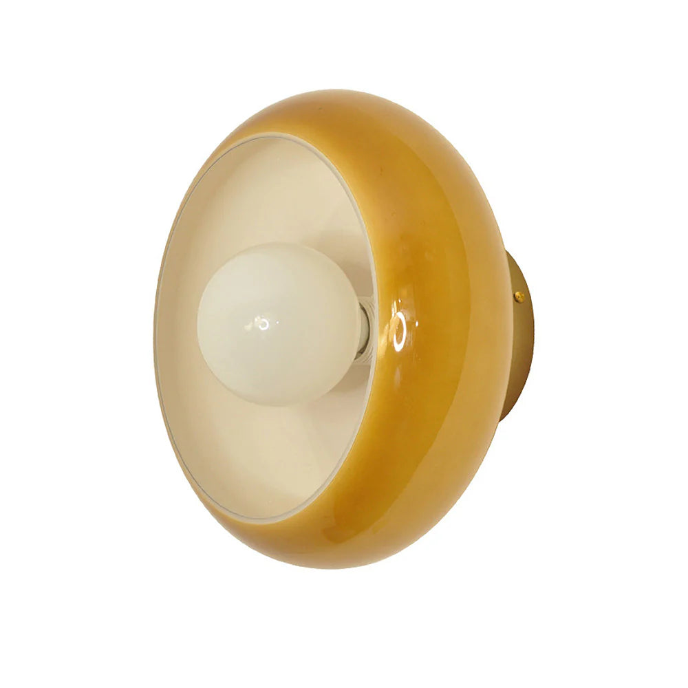 Semi Flush Mount Ceiling Light Fixture 11 in Glass Shade for Bedroom Living Room Hallway Indoor Lighting Chrome Gold Finish