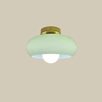 Semi Flush Mount Ceiling Light Fixture 11 in Glass Shade for Bedroom Living Room Hallway Indoor Lighting Chrome Gold Finish