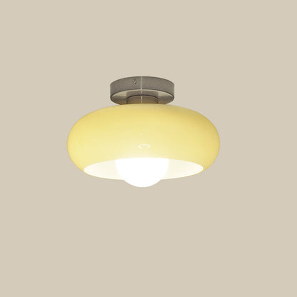 Semi Flush Mount Ceiling Light Fixture 11 in Glass Shade for Bedroom Living Room Hallway Indoor Lighting Chrome Gold Finish