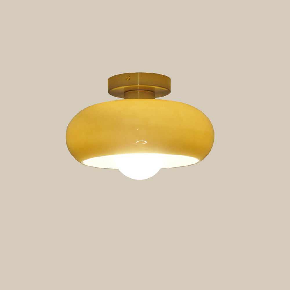 Semi Flush Mount Ceiling Light Fixture 11 in Glass Shade for Bedroom Living Room Hallway Indoor Lighting Chrome Gold Finish
