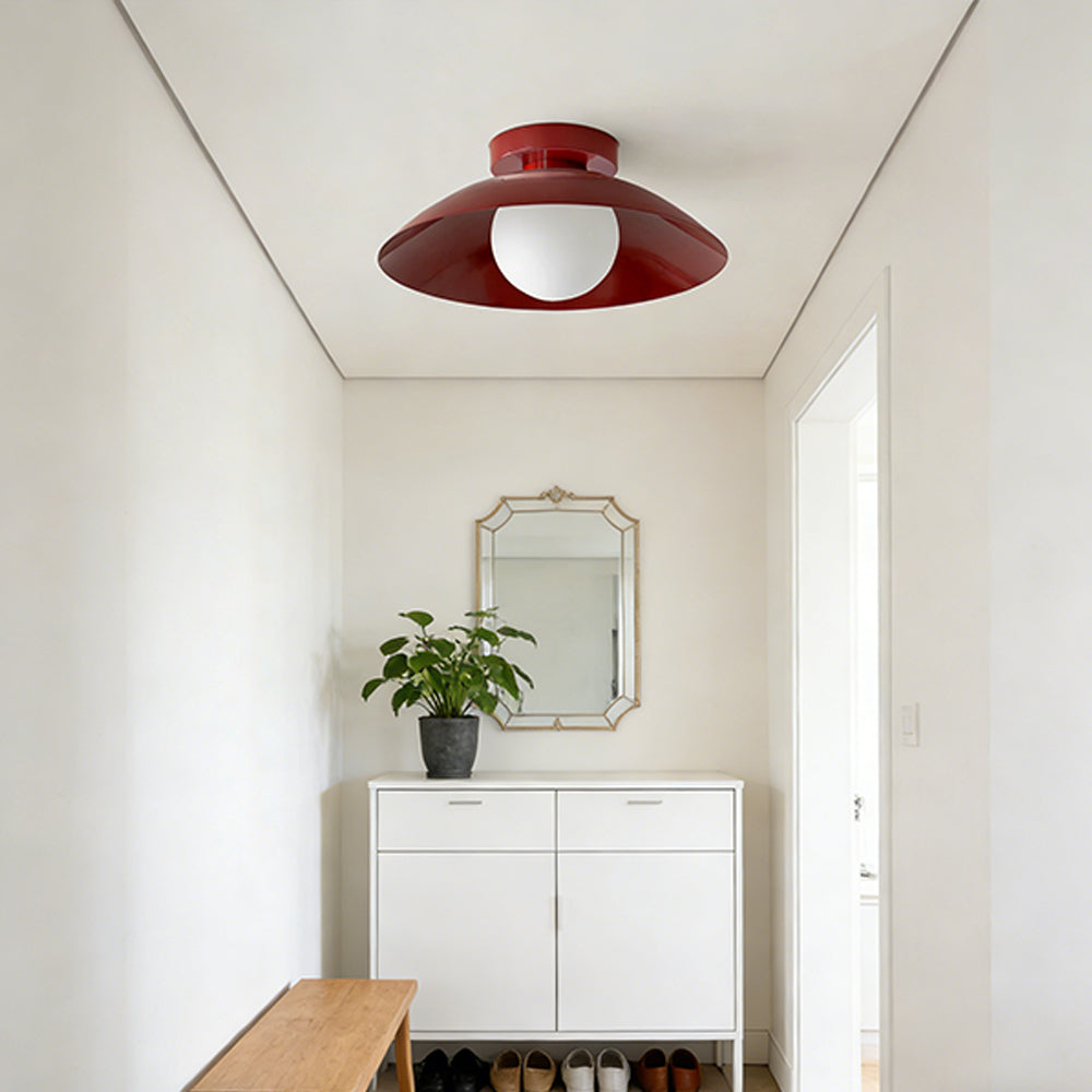 Round Overhead LED Fixture Metal 12.6 Inch Diameter Low-Profile Mount for Kitchen Dining Room Bedroom Hallway 5.9 in Height Contemporary Hom