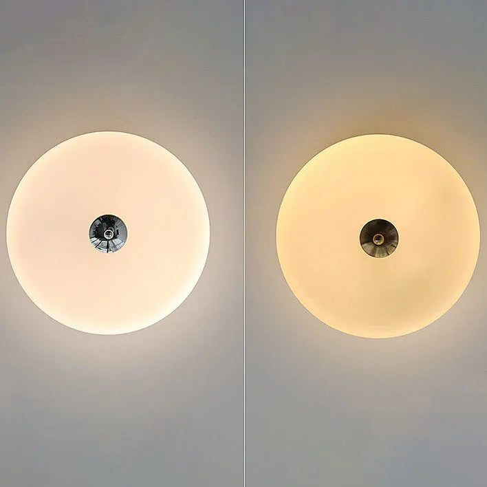 Handcrafted Glass Flush Mount Ceiling Light 16 in White Gold Finish for Dining Room Bedroom Kitchen Overhead Lighting Fixture Vintage Style