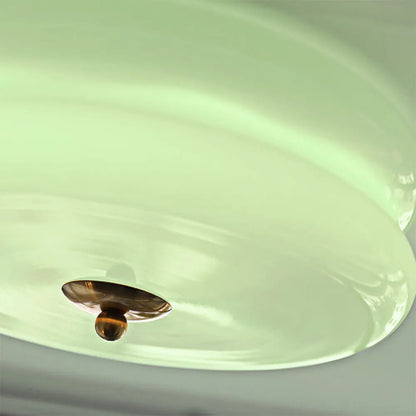 Handcrafted Glass Flush Mount Ceiling Light 16 in White Gold Finish for Dining Room Bedroom Kitchen Overhead Lighting Fixture Vintage Style