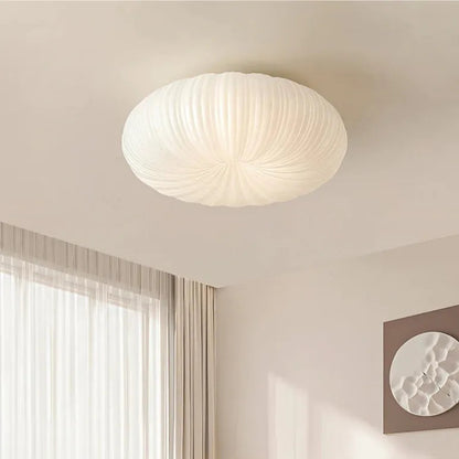 Round LED Flush Mount Overhead Fixture for Bedrooms, Living Spaces, Kitchens — 8-Inch Metal & Acrylic Construction in White — Low-Profile Co