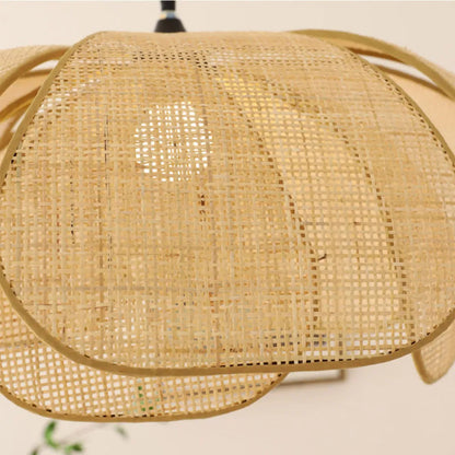 Handwoven Woven Wicker Hanging Fixture 20-Inch Natural Tone Adjustable Overhead Illumination for Kitchens Dining Spaces Islands Counter Tabl