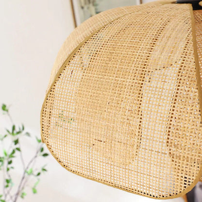 Handwoven Woven Wicker Hanging Fixture 20-Inch Natural Tone Adjustable Overhead Illumination for Kitchens Dining Spaces Islands Counter Tabl