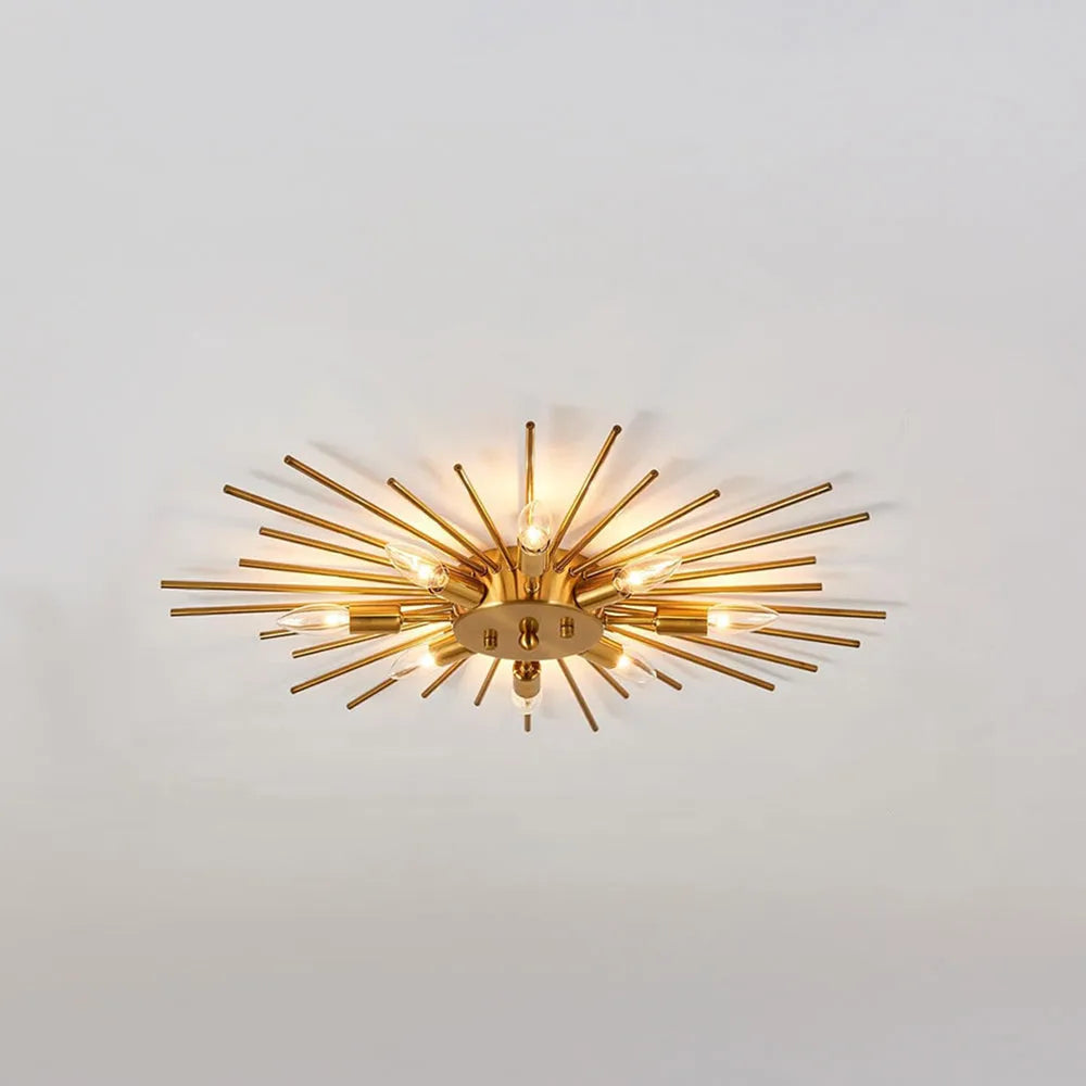 Multi-Bulb Metal Flush Mount Fixture 28 Inch Industrial Overhead Lighting for Dining Room Living Room Bedroom Hallway Contemporary Open Fram