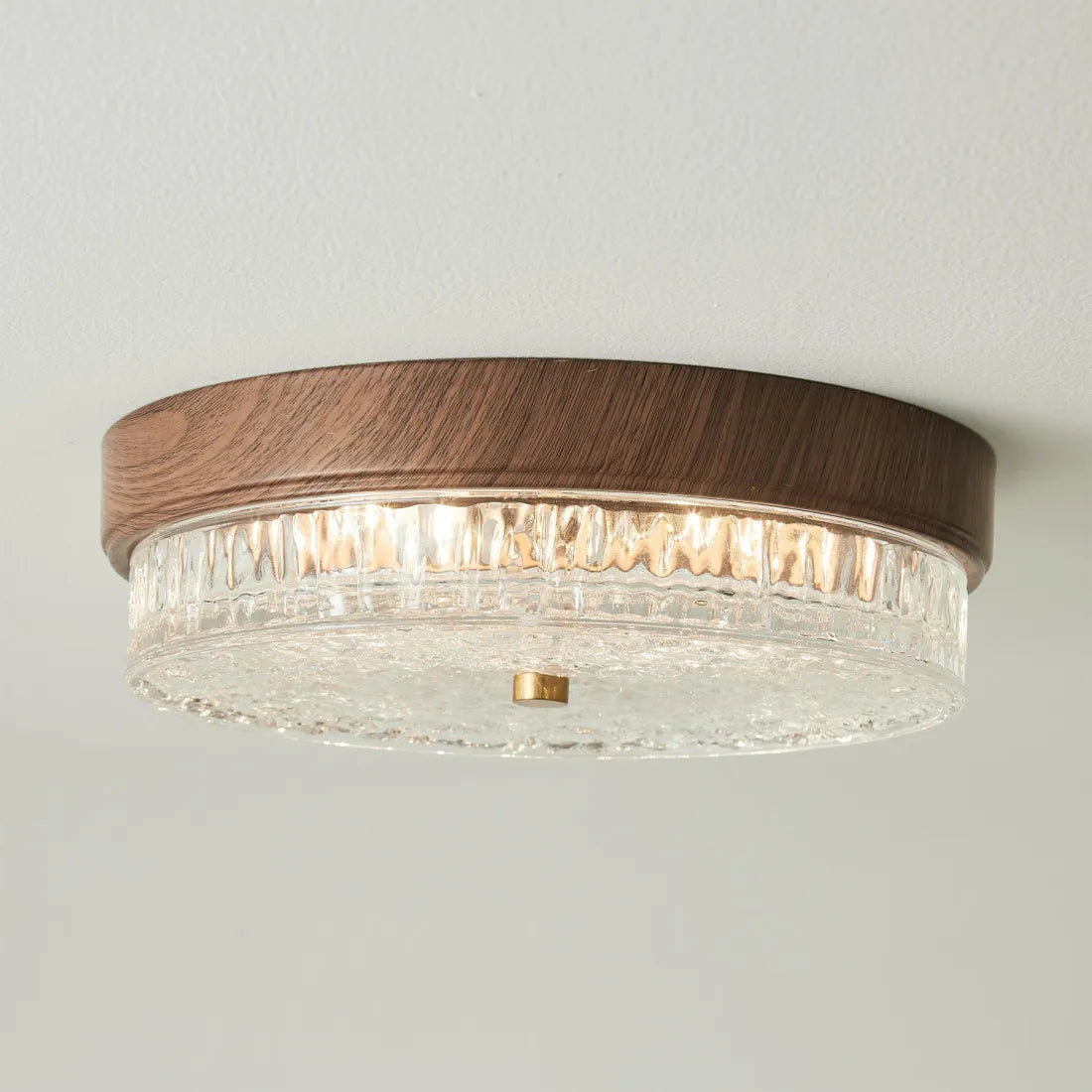Plafonnier LED encastré avec abat-jour en verre pour chambre, salon, salle à manger, luminaire moderne rond de 12,6 po, éclairage d'ambiance intérieur