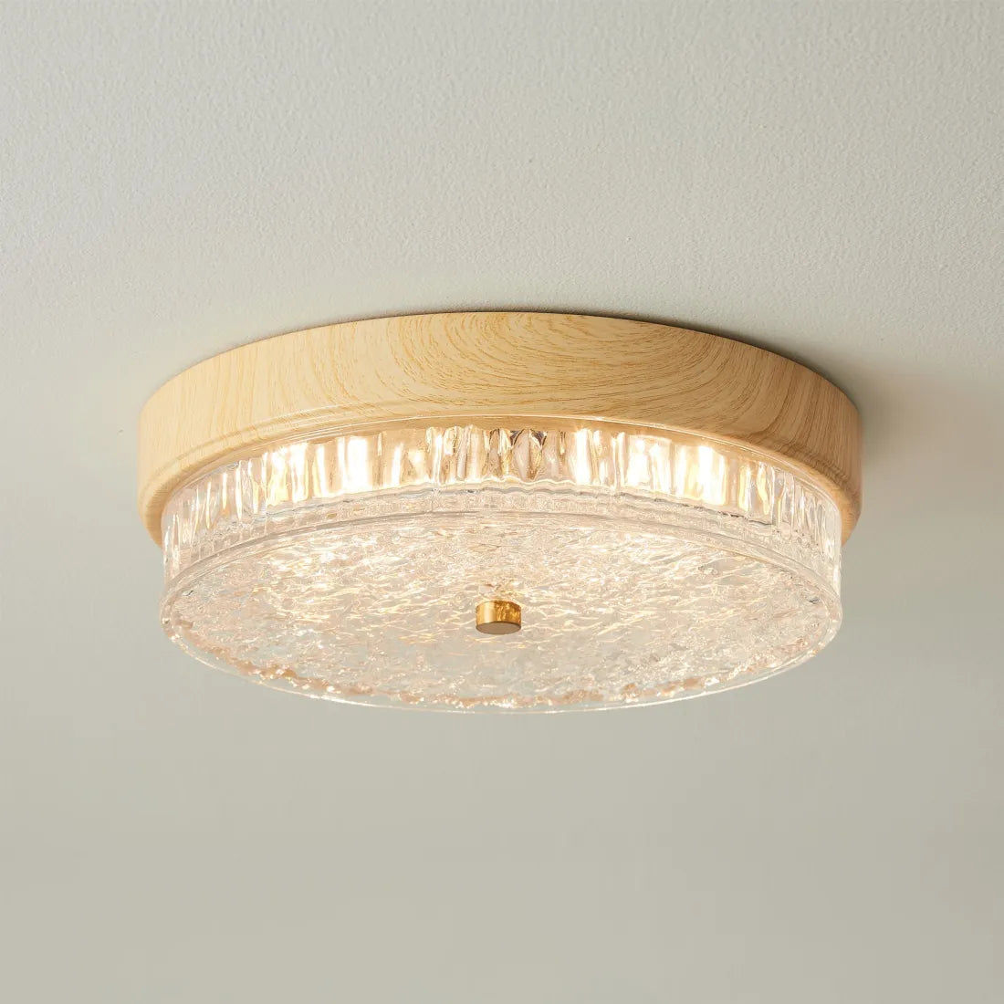 Plafonnier LED encastré avec abat-jour en verre pour chambre, salon, salle à manger, luminaire moderne rond de 12,6 po, éclairage d'ambiance intérieur