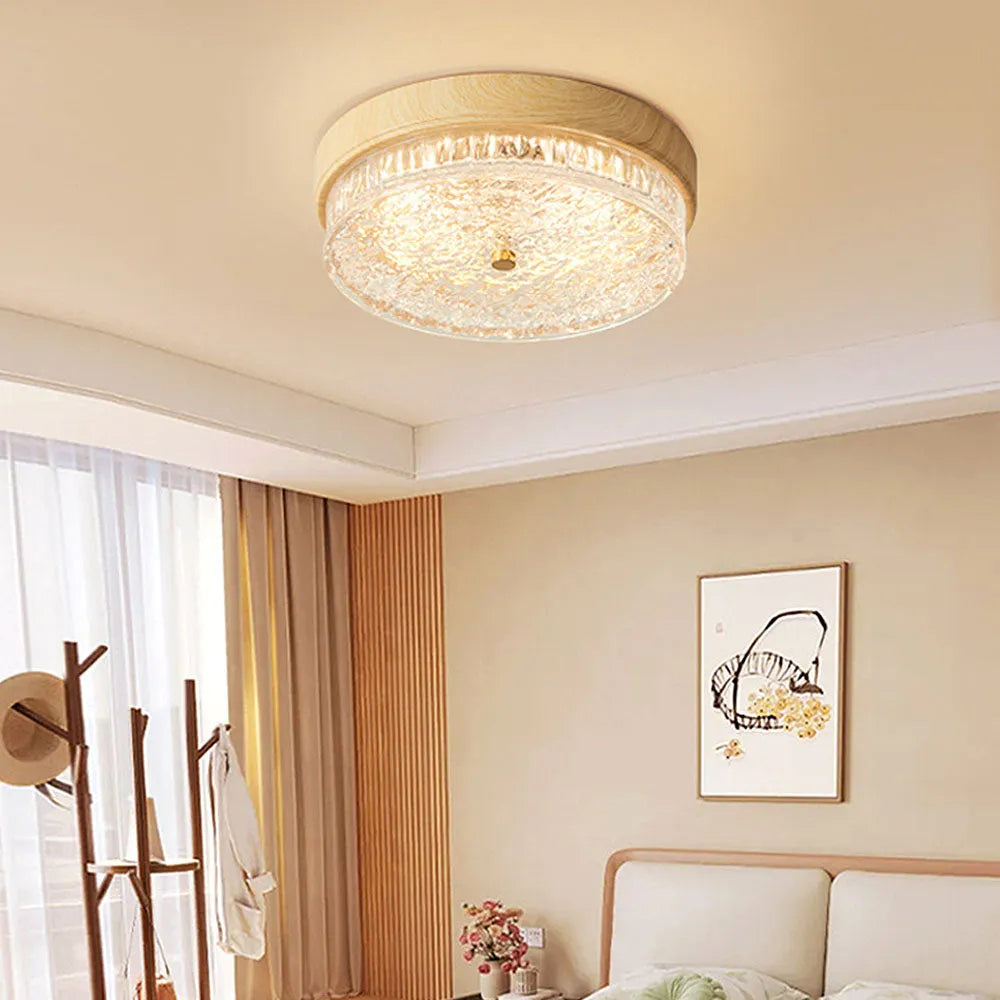 Plafonnier LED encastré avec abat-jour en verre pour chambre, salon, salle à manger, luminaire moderne rond de 12,6 po, éclairage d'ambiance intérieur