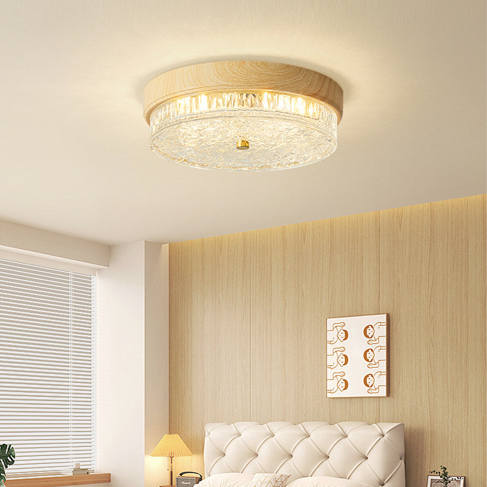 Plafonnier LED encastré avec abat-jour en verre pour chambre, salon, salle à manger, luminaire moderne rond de 12,6 po, éclairage d'ambiance intérieur
