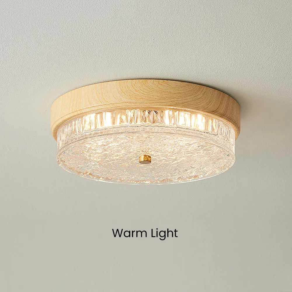 Plafonnier LED encastré avec abat-jour en verre pour chambre, salon, salle à manger, luminaire moderne rond de 12,6 po, éclairage d'ambiance intérieur