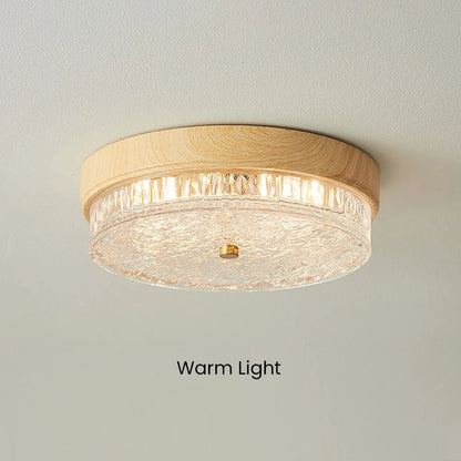 Plafonnier LED encastré avec abat-jour en verre pour chambre, salon, salle à manger, luminaire moderne rond de 12,6 po, éclairage d'ambiance intérieur