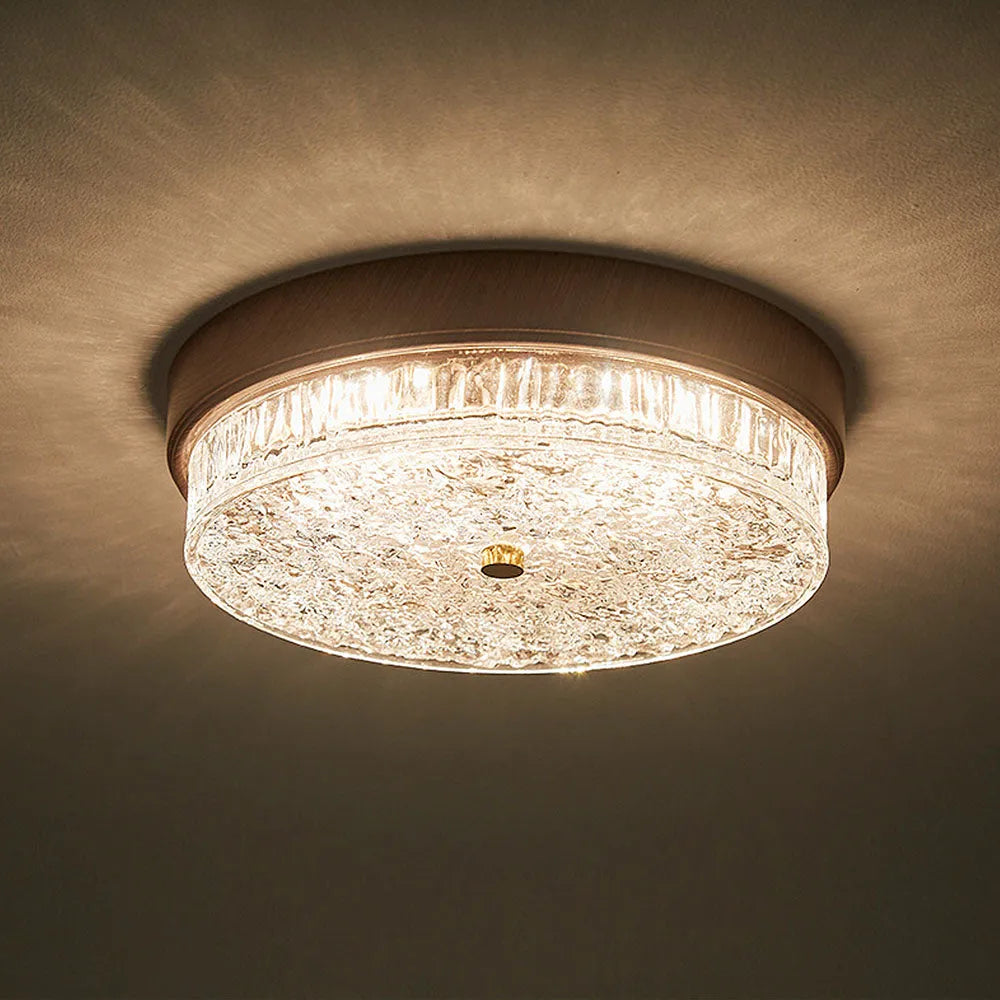 Plafonnier LED encastré avec abat-jour en verre pour chambre, salon, salle à manger, luminaire moderne rond de 12,6 po, éclairage d'ambiance intérieur