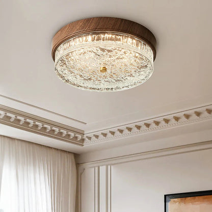 Plafonnier LED encastré avec abat-jour en verre pour chambre, salon, salle à manger, luminaire moderne rond de 12,6 po, éclairage d'ambiance intérieur